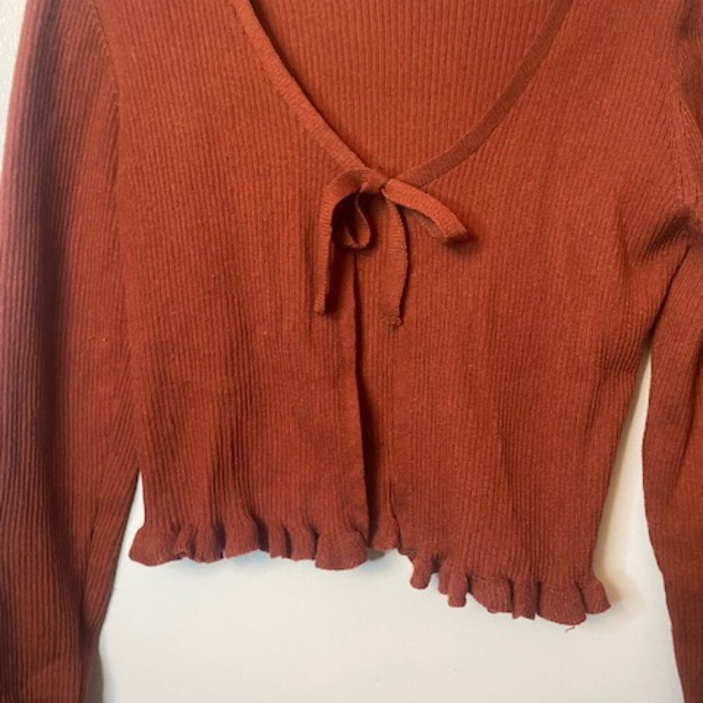 Romwe Rust crop sweater with bow - Picture 5 of 9
